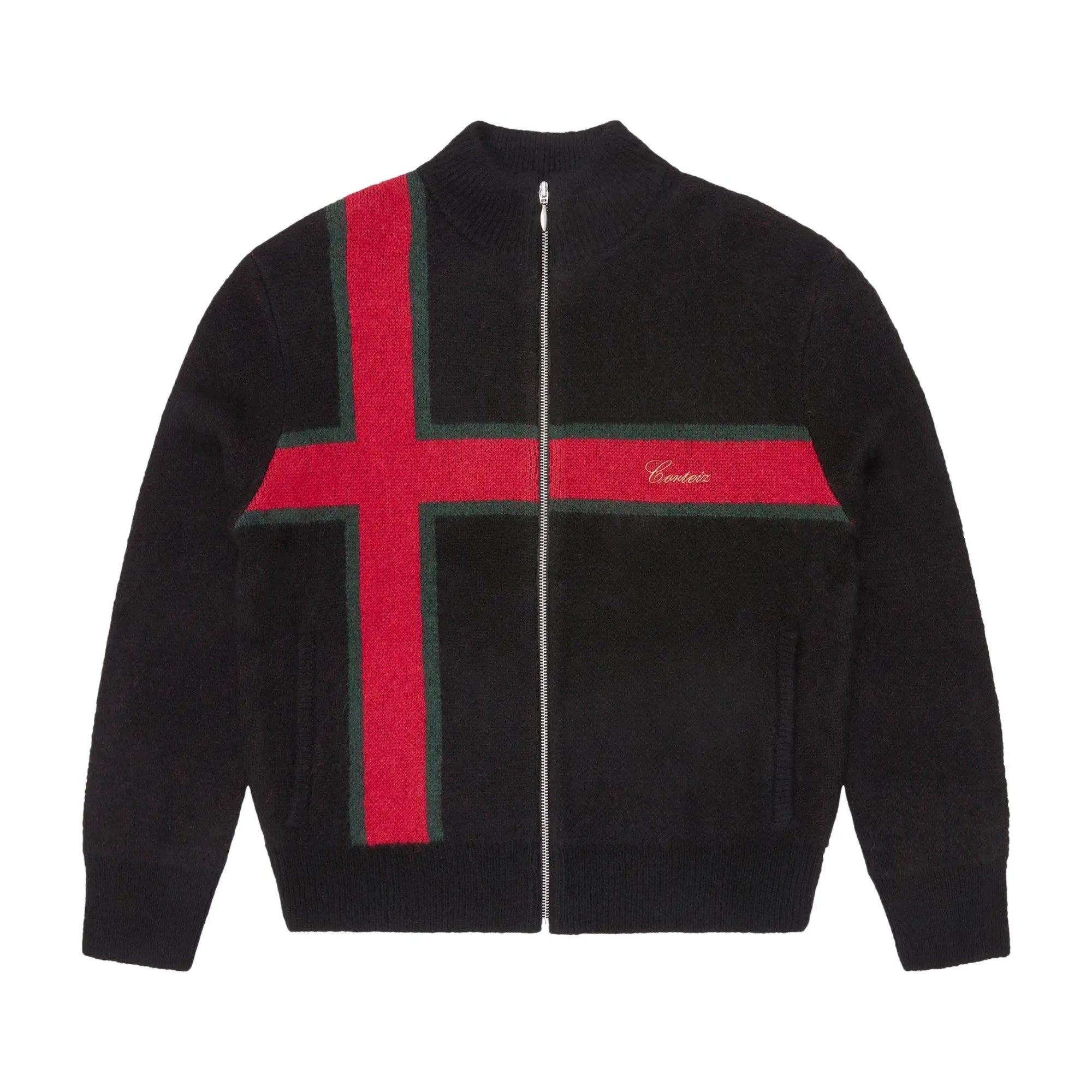 Corteiz Lux Knit Zip Up Black
