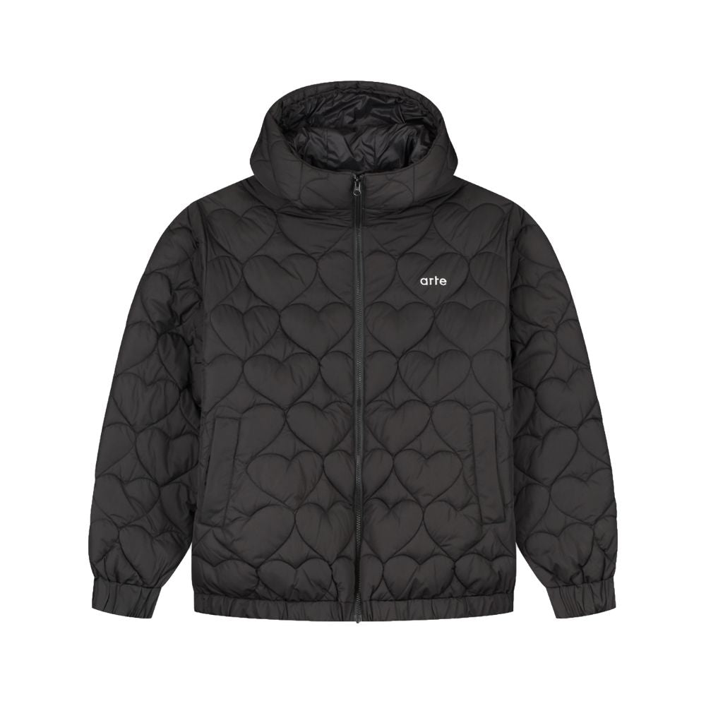 Arte Heart Puffer Jacket Black