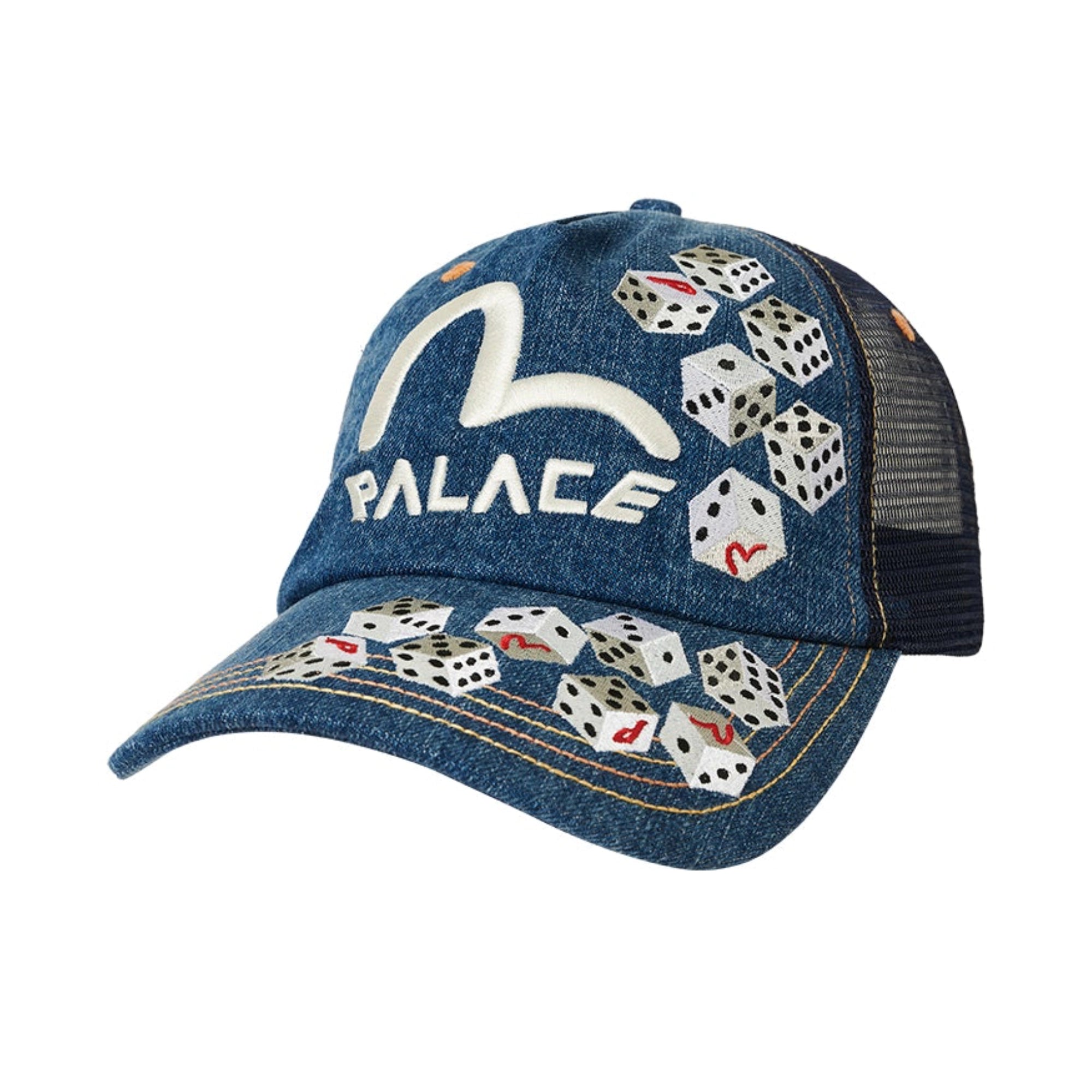 Palace x Evisu Dice Mesh Trucker Light Wash
