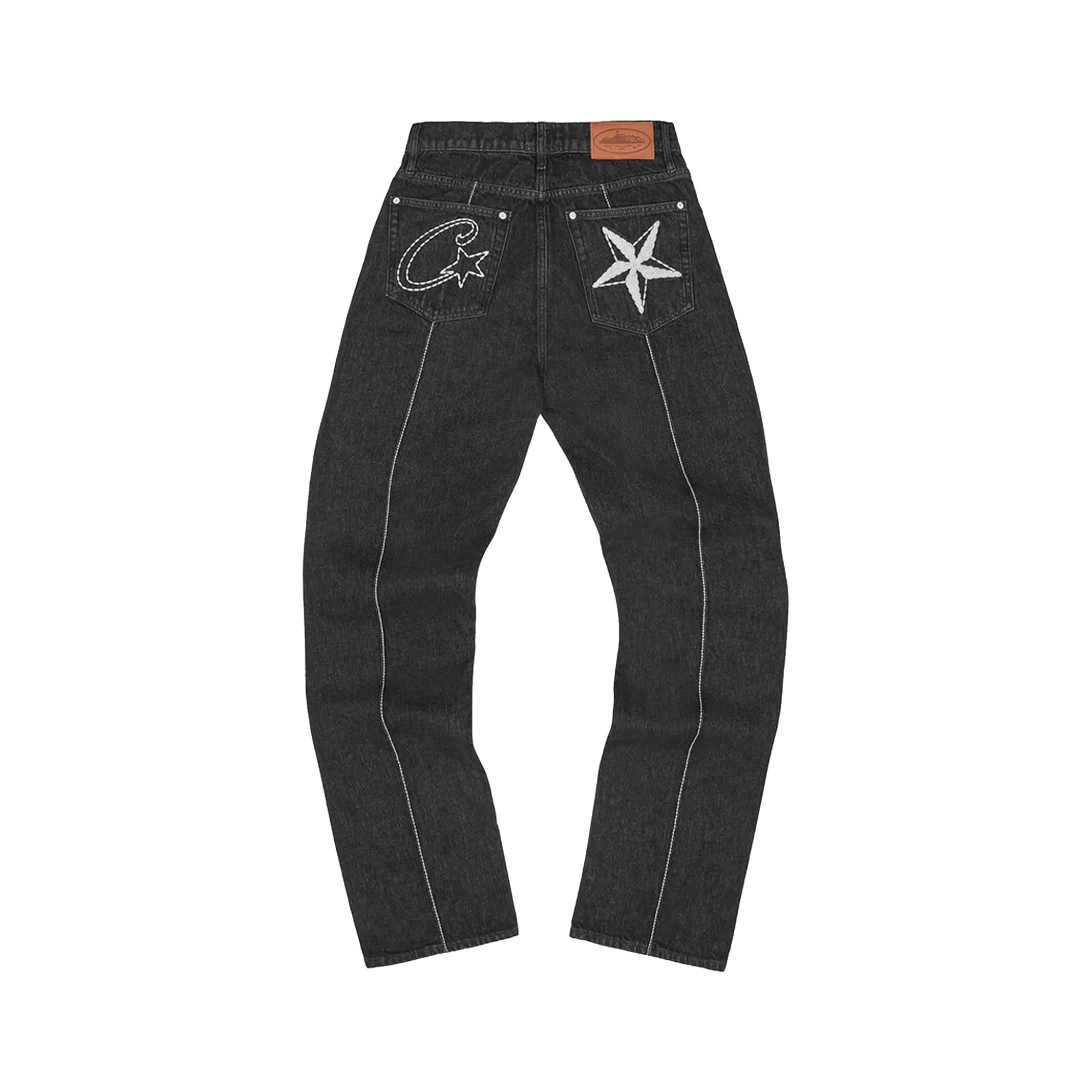 Corteiz C-Star Stitch-Down Jeans Black