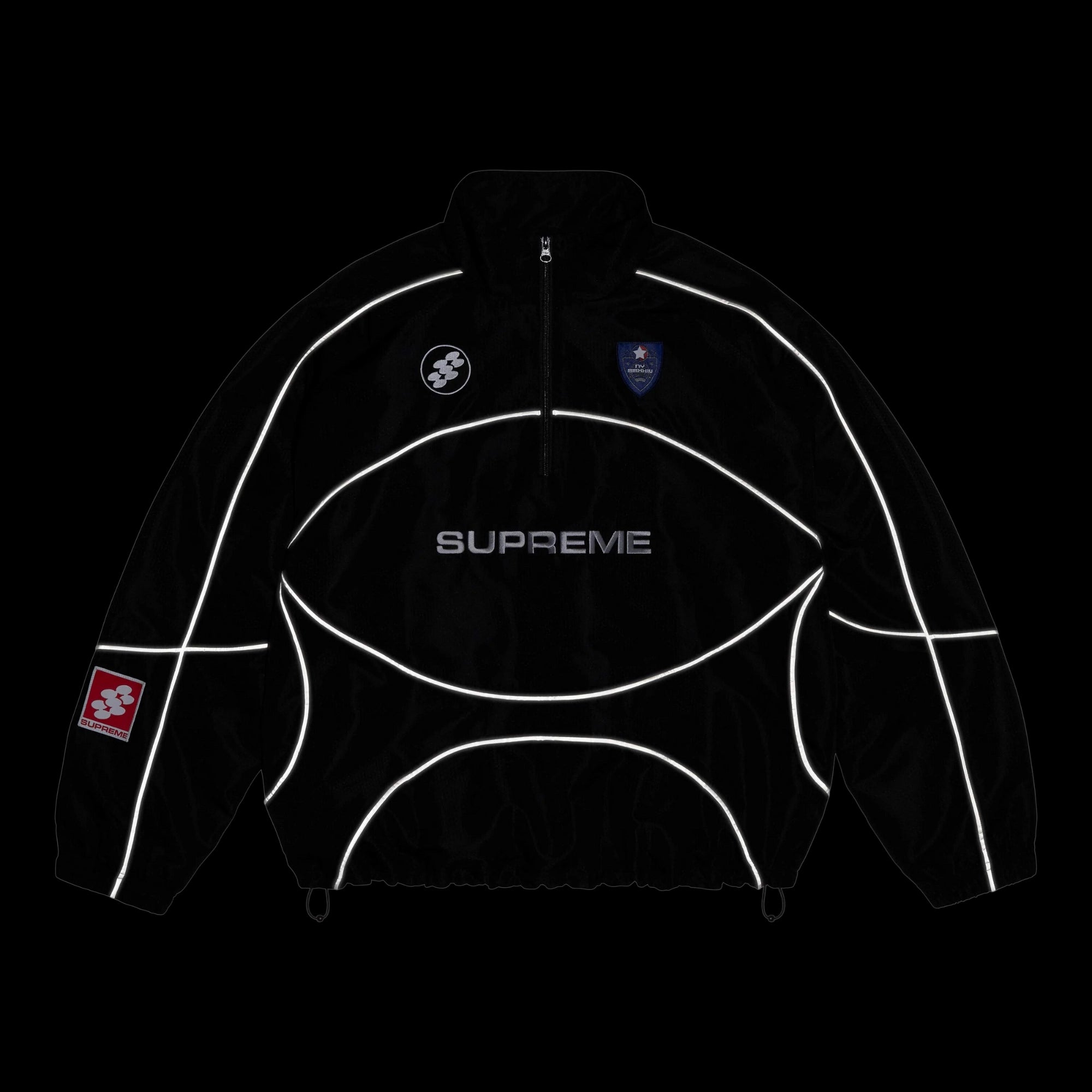 Supreme Reflective Piping Pullover Black