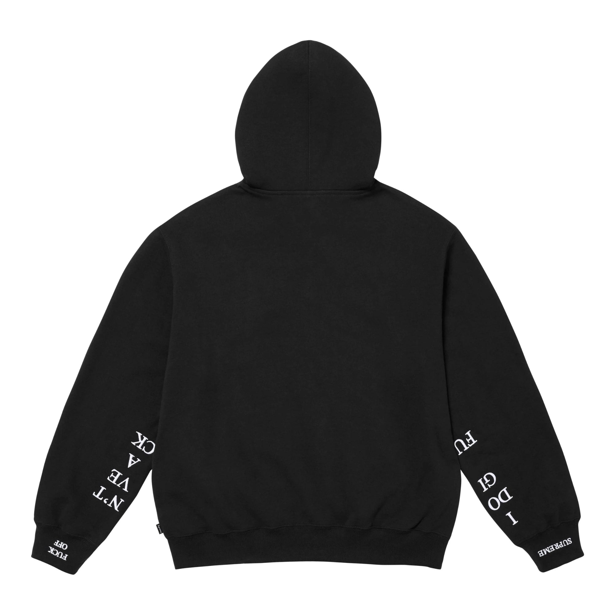 Supreme IDGAF Zip Up Hooded Sweatshirt Black