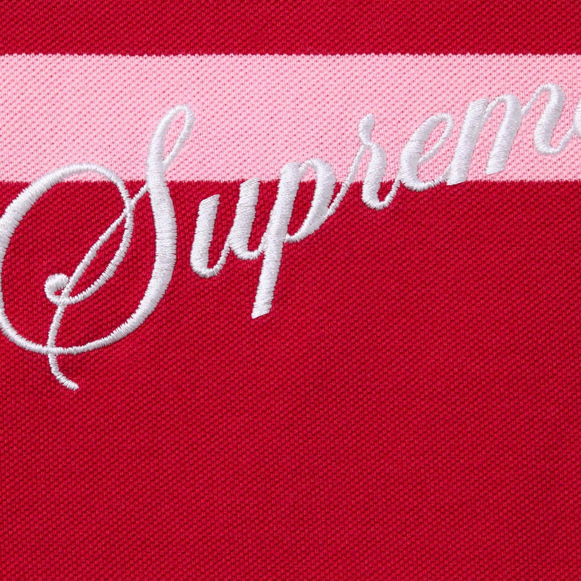 Supreme Cursive Polo Red Stripe