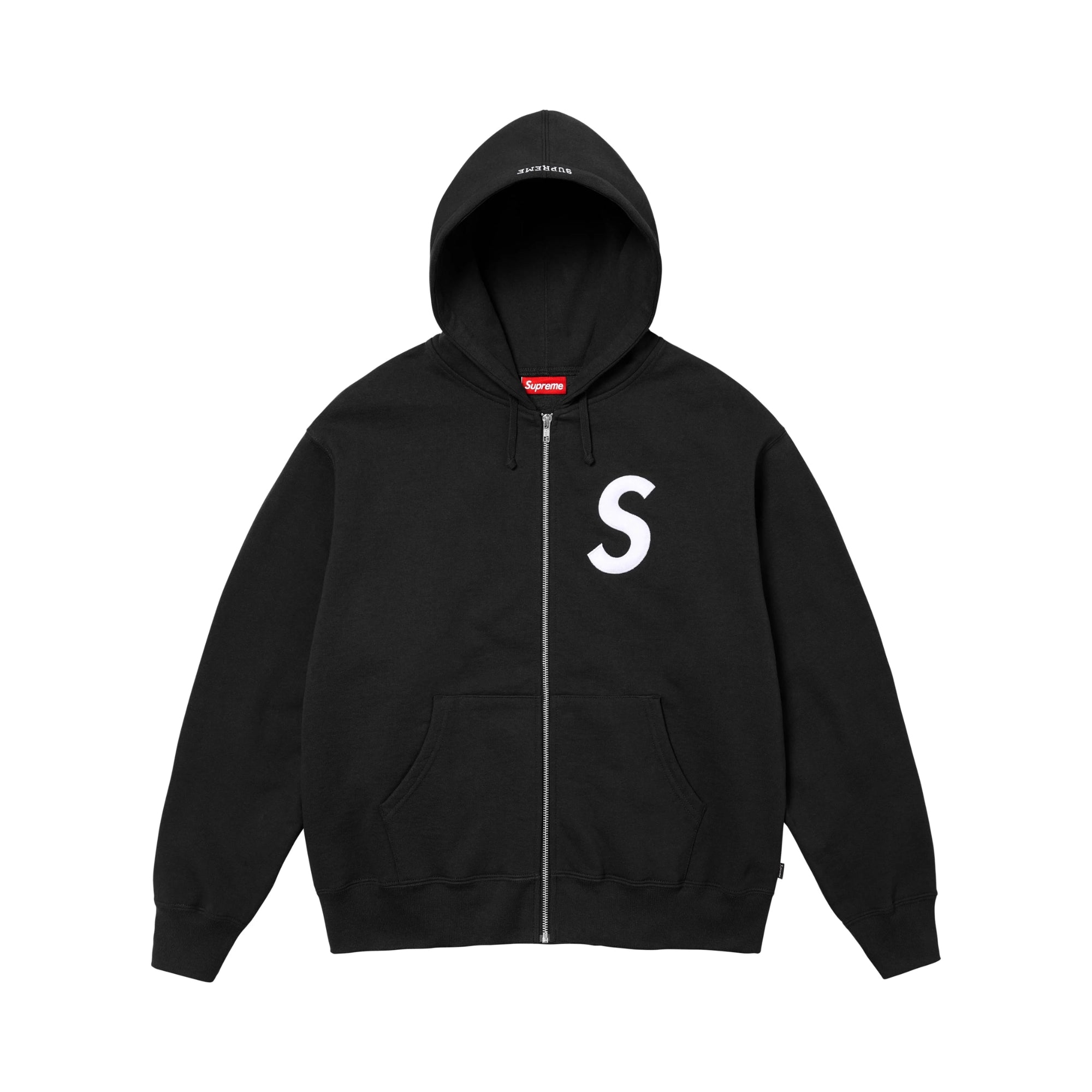 Supreme S Logo Zip Up Hooded Sweatshirt Black