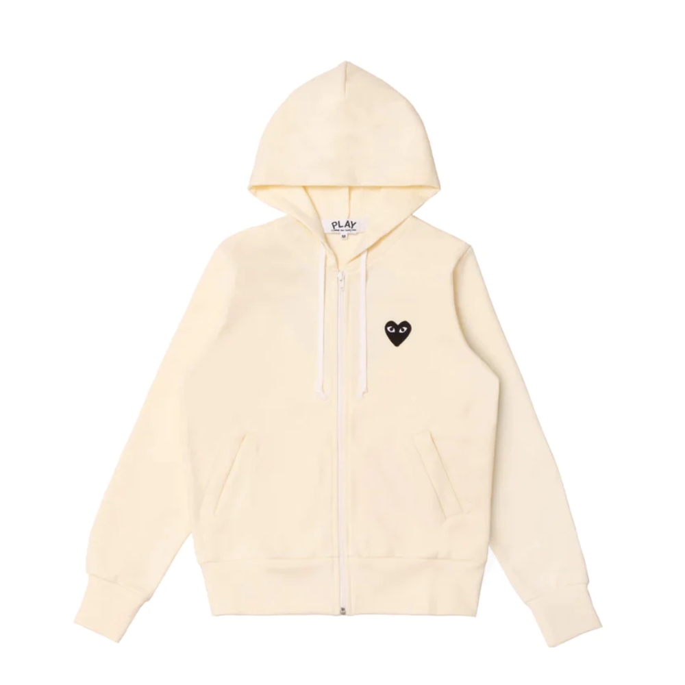 Comme des Garcons Play Big Black Heart Zip Up Hoodie Ivory Macan Story