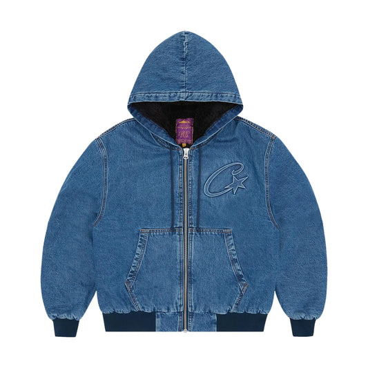 Corteiz CRTZ Embossed C-Star Denim Work Jacket Blue