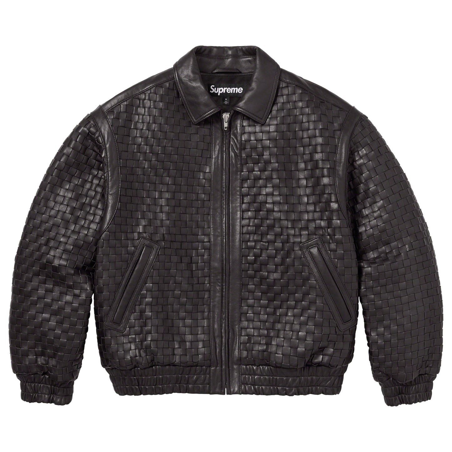 Supreme Woven Leather Varsity Jacket Black