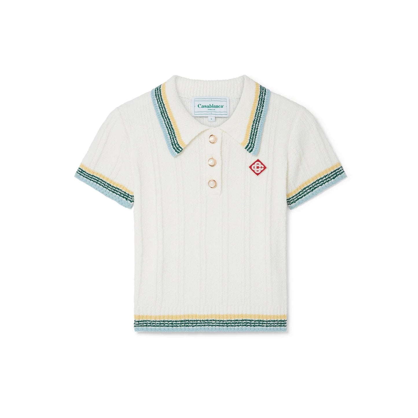 Casablanca Rib Boucle Polo Shirt White