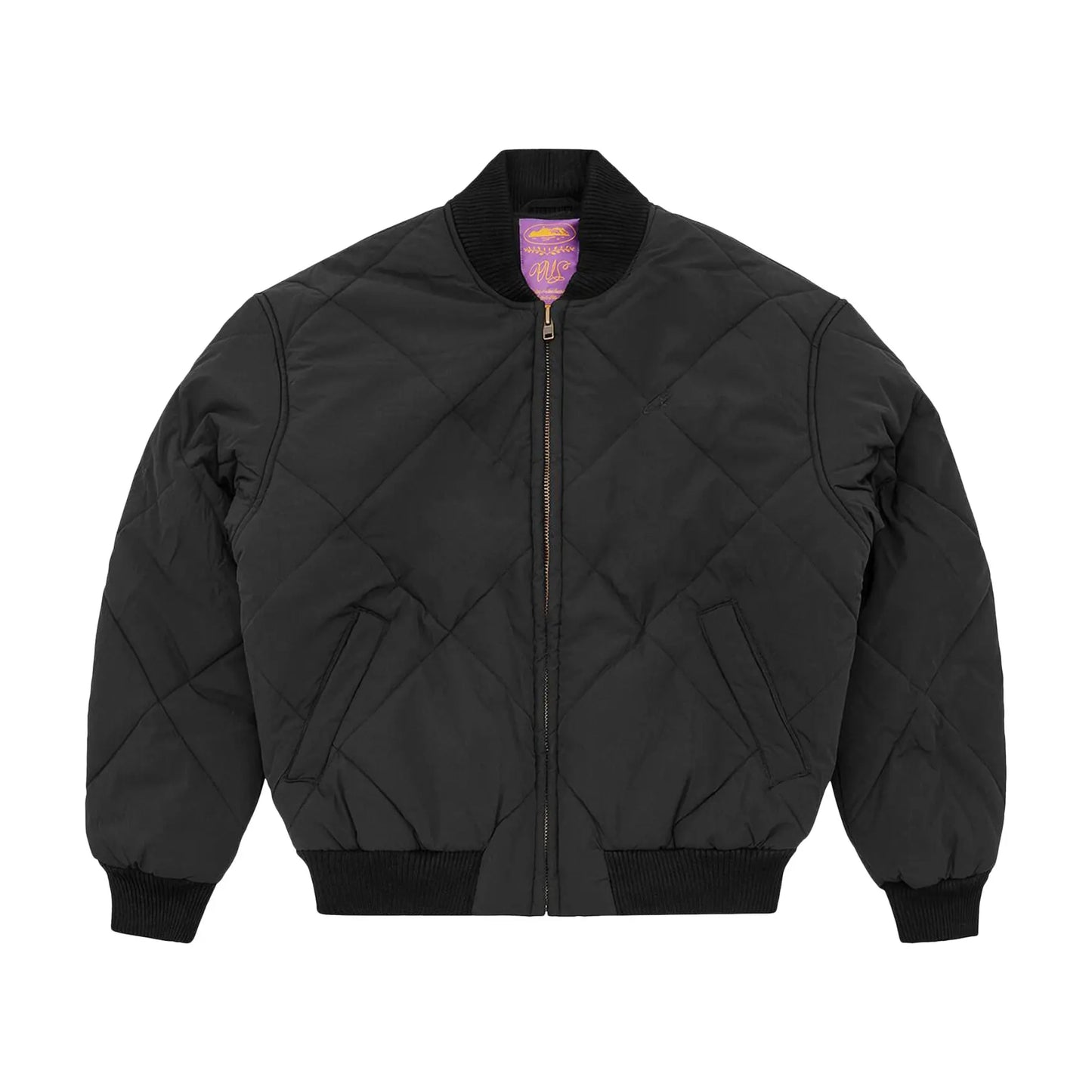 Corteiz CRTZ Olde English Quilted Bomber Jacket Black