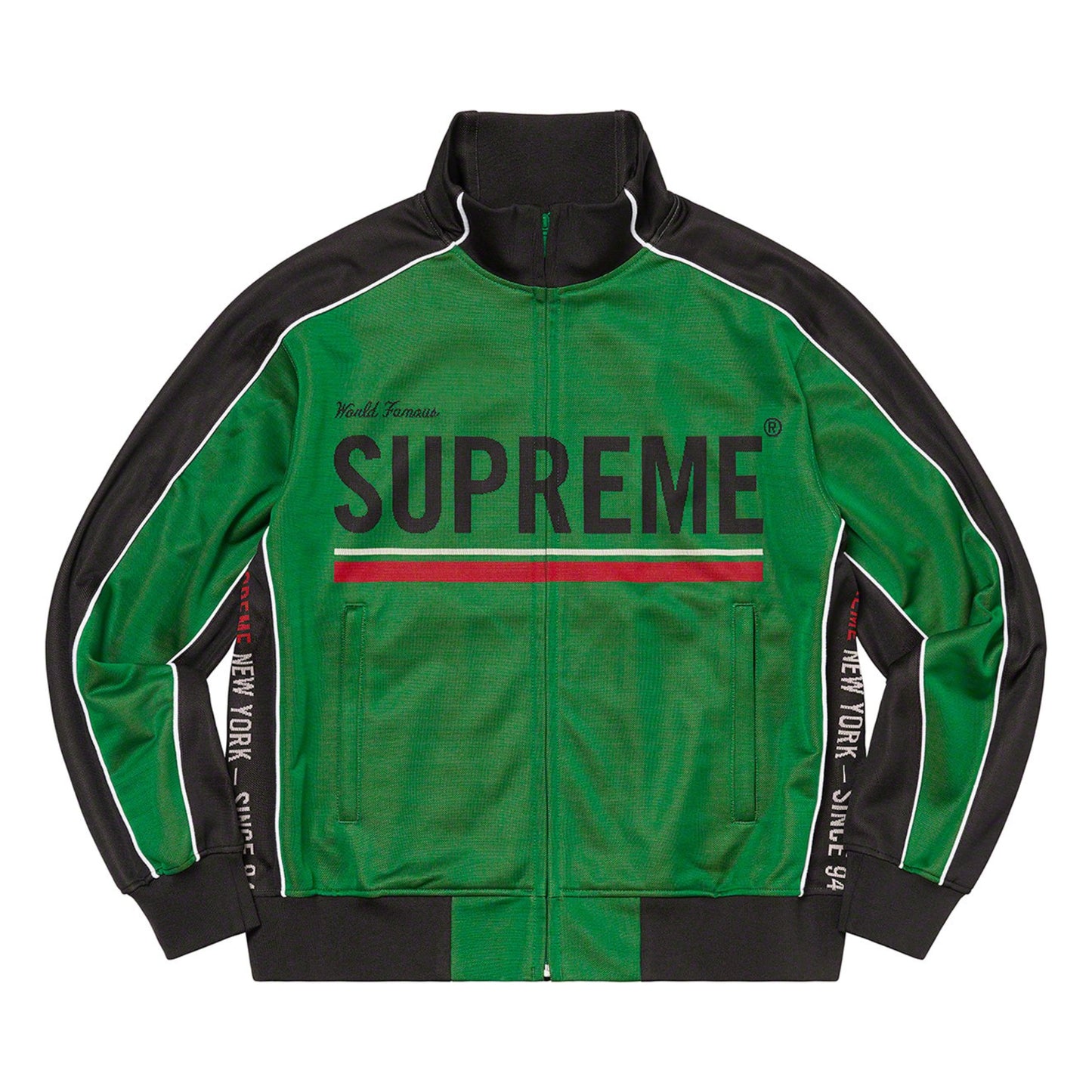 Supreme World Famous Jacquard Track Jacket Green