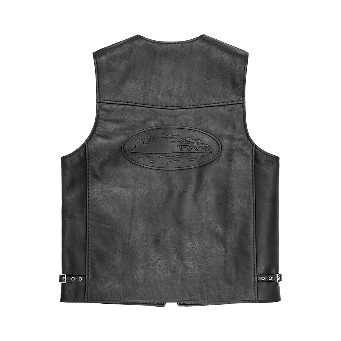 Corteiz Skydive Leather Vest Black
