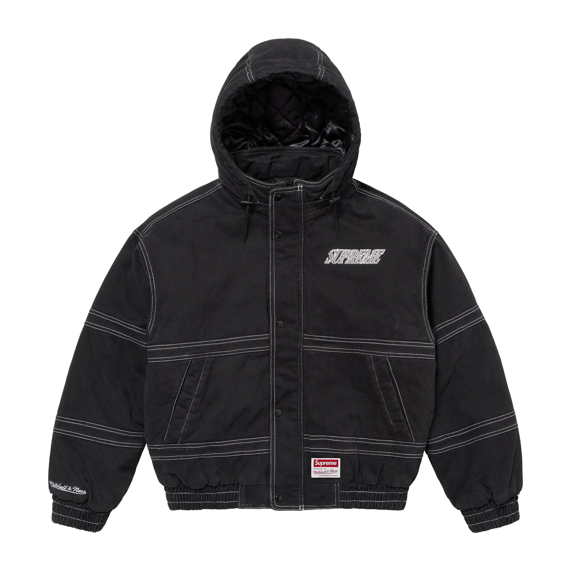 Supreme x Mitchell &amp; Ness Twill Stadium Jacket Black