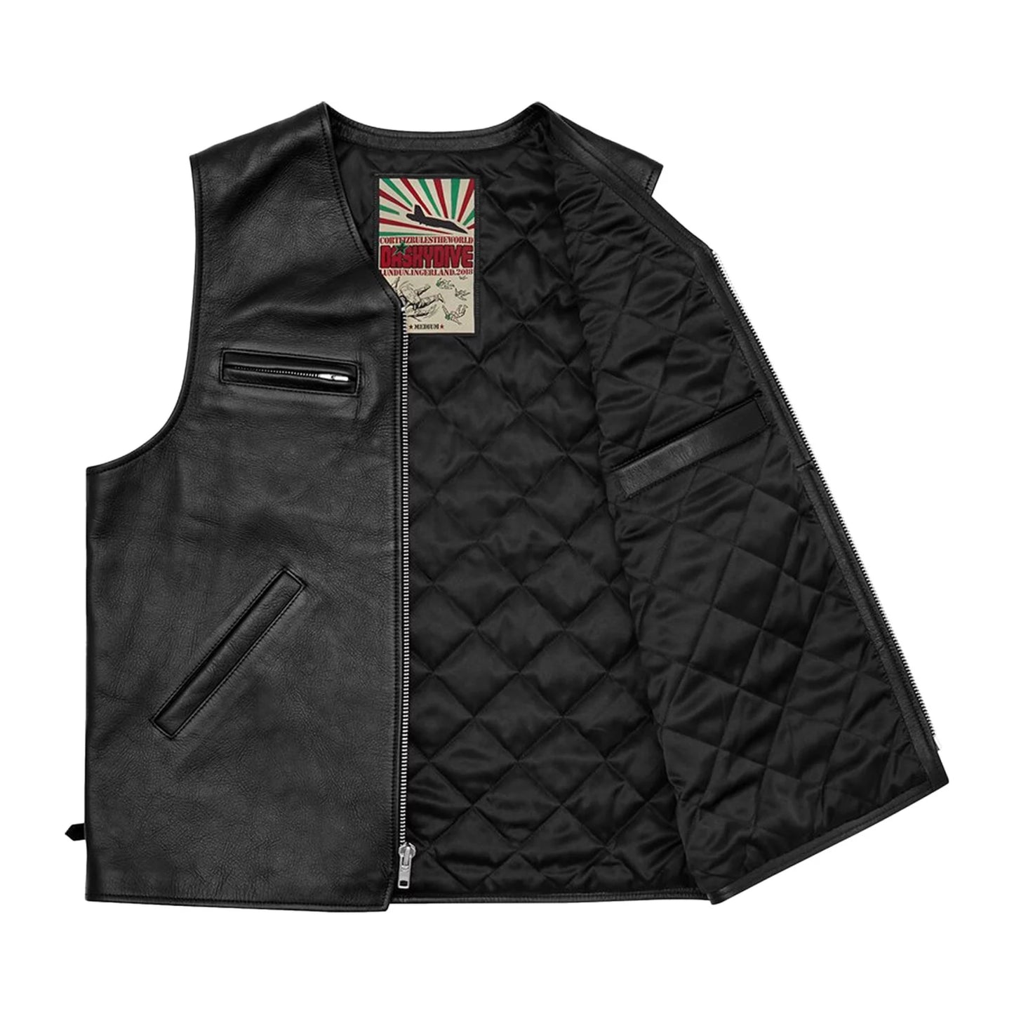 Corteiz Skydive Leather Vest Black