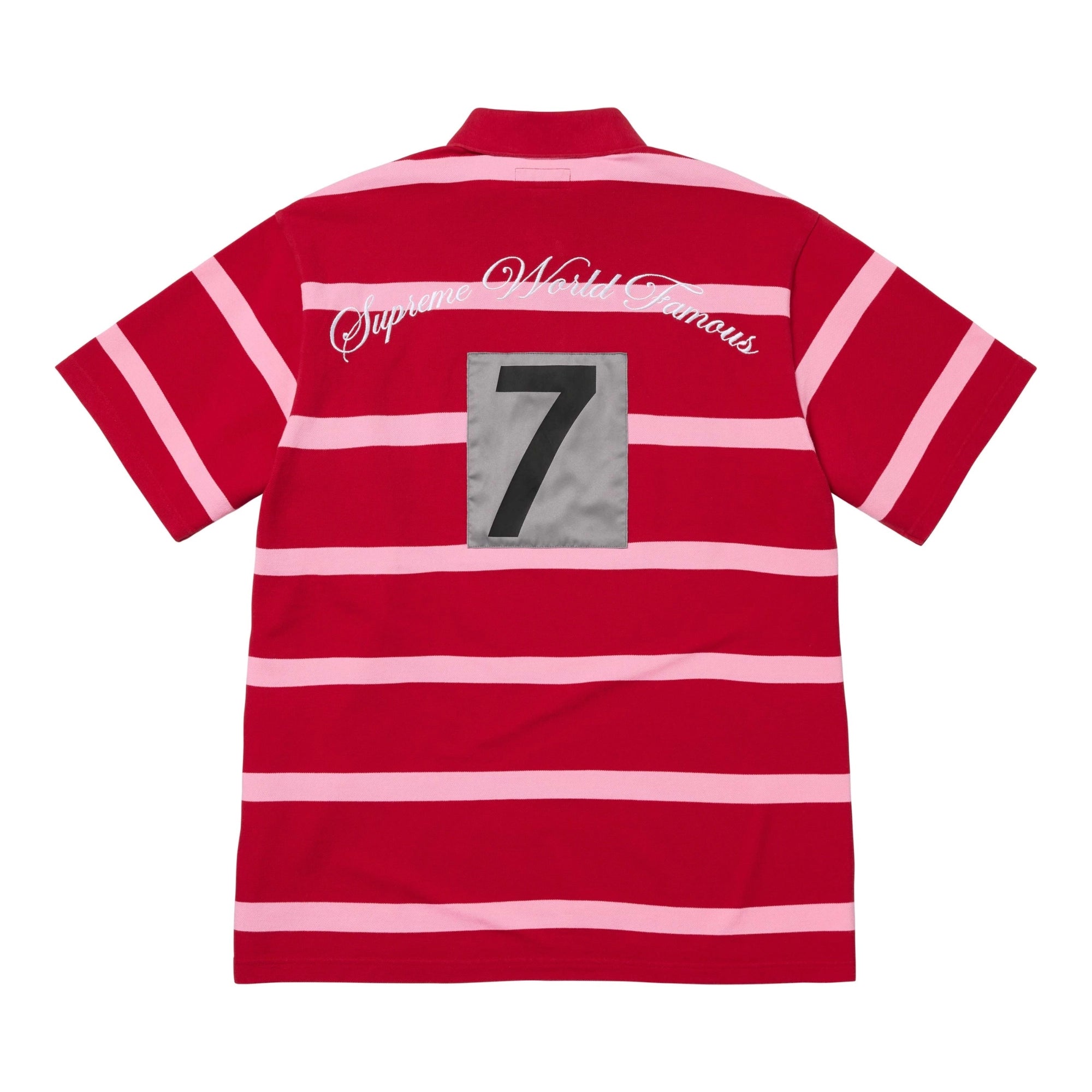 Supreme Cursive Polo Red Stripe