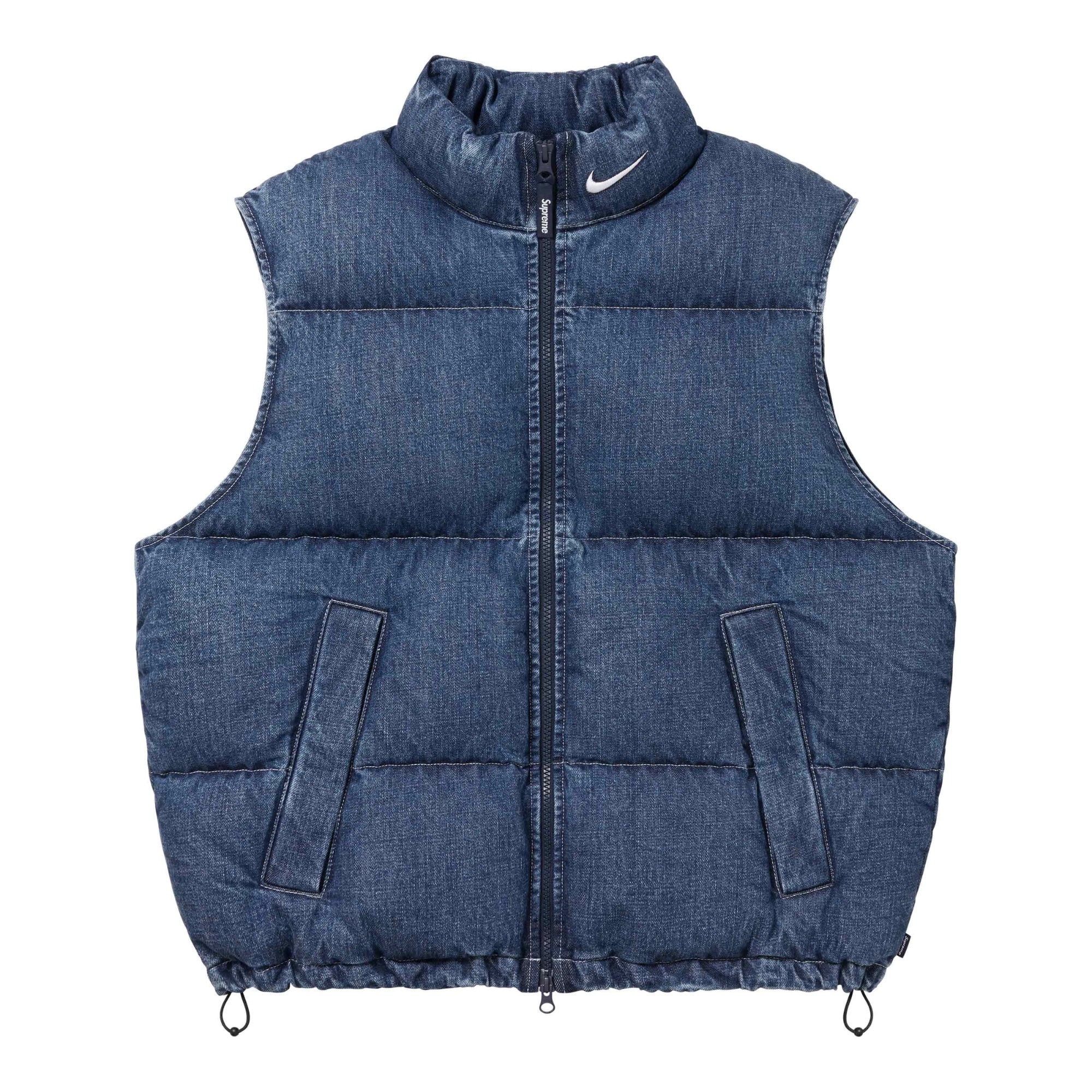 ジャケット・アウター Supreme Nike Denim Puffer Vest Indigo L Supreme x Nike Denim Puffer Vest Indigo