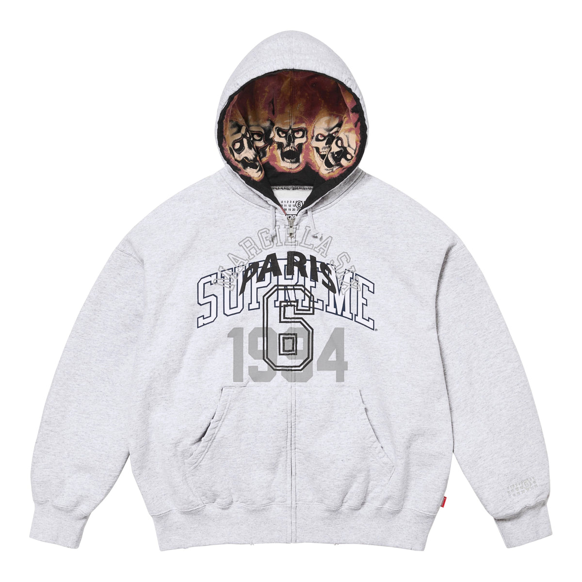 Supreme x MM6 Maison Margiela Zip Up Hooded Sweatshirt Ash Gray
