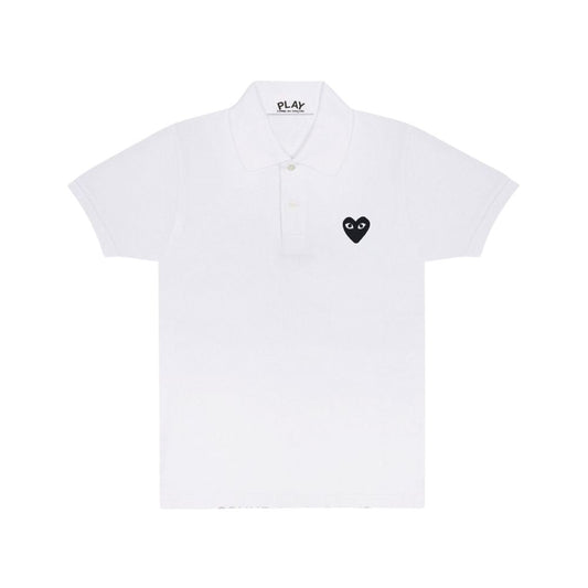 Comme des Garçons Play Polo Shirt Black Heart Emblem White