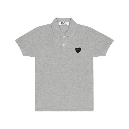 Comme des Garçons Play Polo Shirt Black Heart Emblem Grey