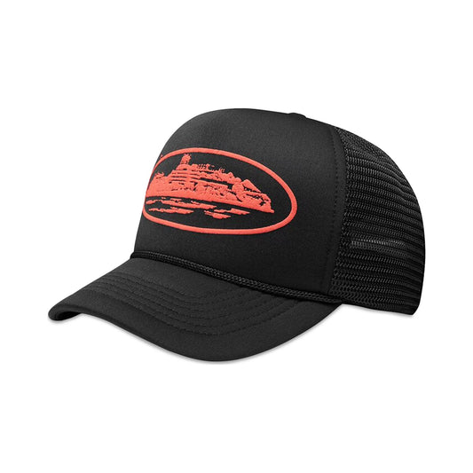 Corteiz Alcatraz Trucker Hat Black/Red