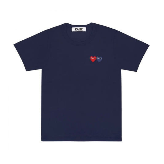 Comme des Garçons Play T-Shirt Double Heart Emblem Navy