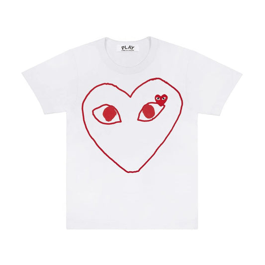 Comme des Garçons Play T-Shirt Sketch Heart Red White