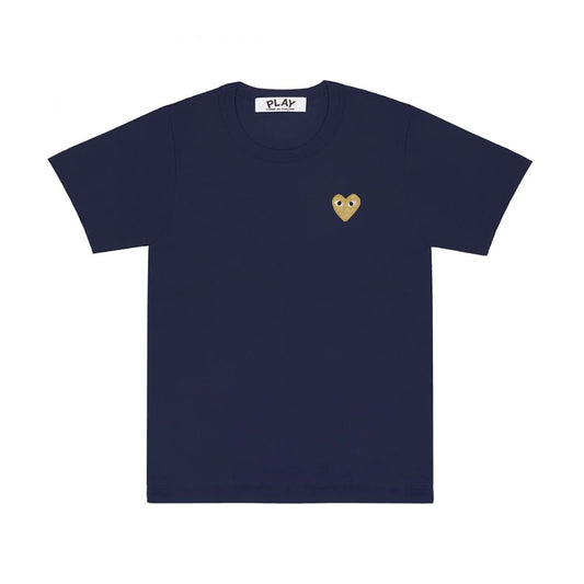 Comme des Garçons Play T-Shirt Gold Heart Emblem Navy