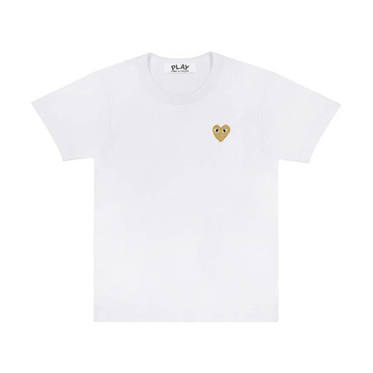 Comme des Garçons Play T-Shirt Gold Heart Emblem White