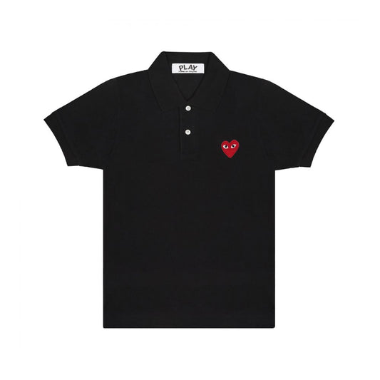 Comme des Garçons Play Polo Shirt Red Heart Emblem Black