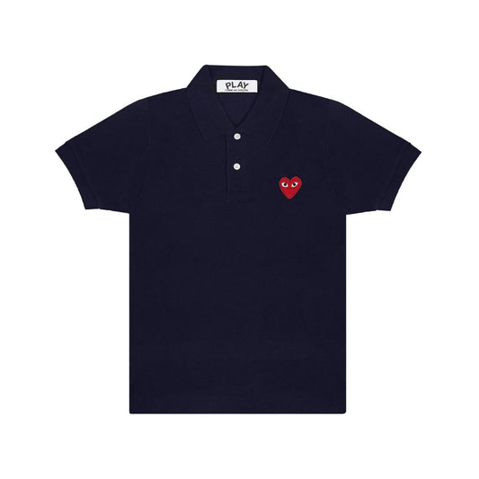 Comme des Garçons Play Polo Shirt Red Heart Emblem Navy