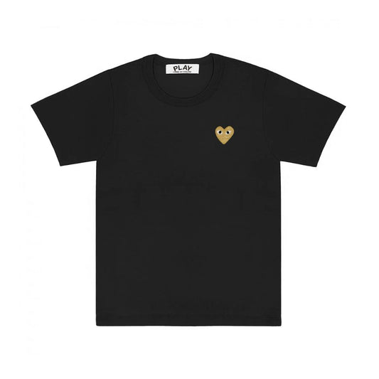 Comme des Garçons Play T-Shirt Gold Heart Emblem Black