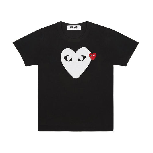 Comme des Garçons Play Print T-Shirt Embroidered Heart Red Black / White