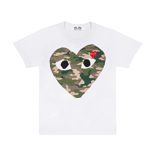 Comme des Garçons Play Camouflage Heart T-Shirt Red Heart White