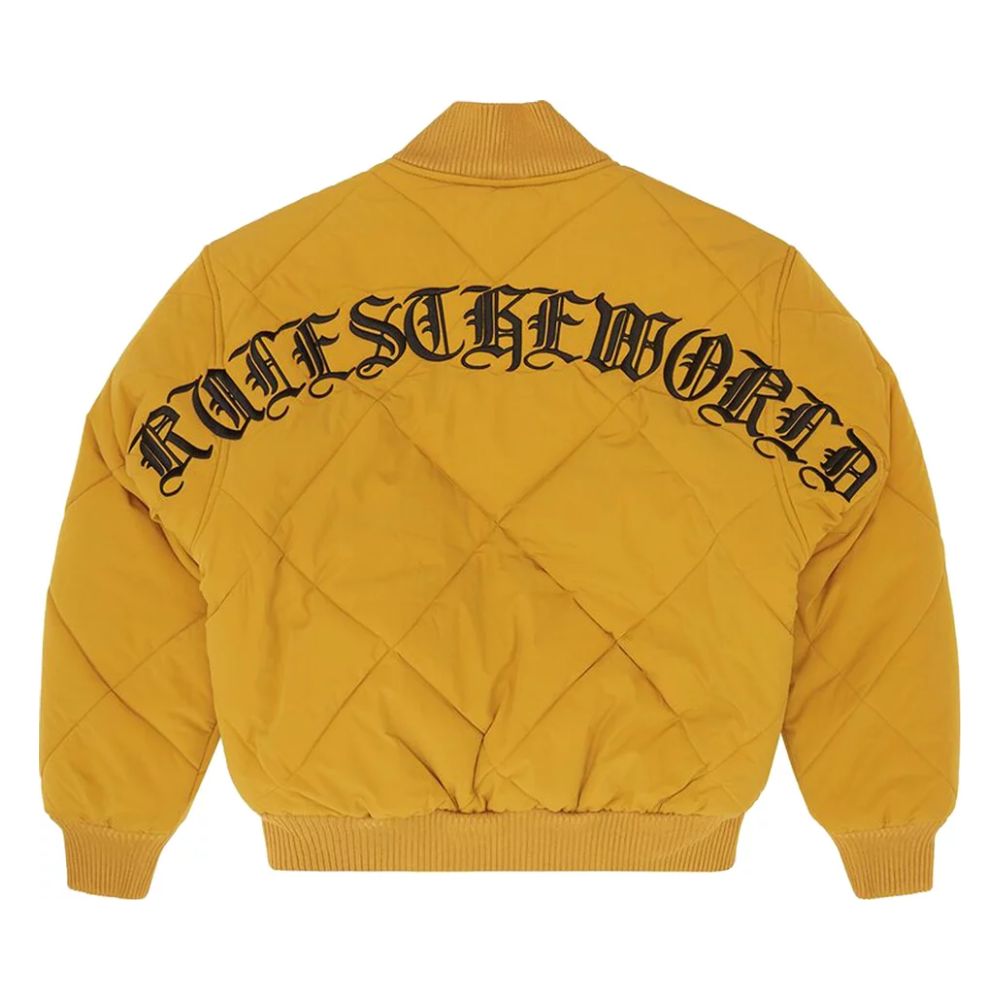 Corteiz Olde English Quilted Bomber Jacket Yellow