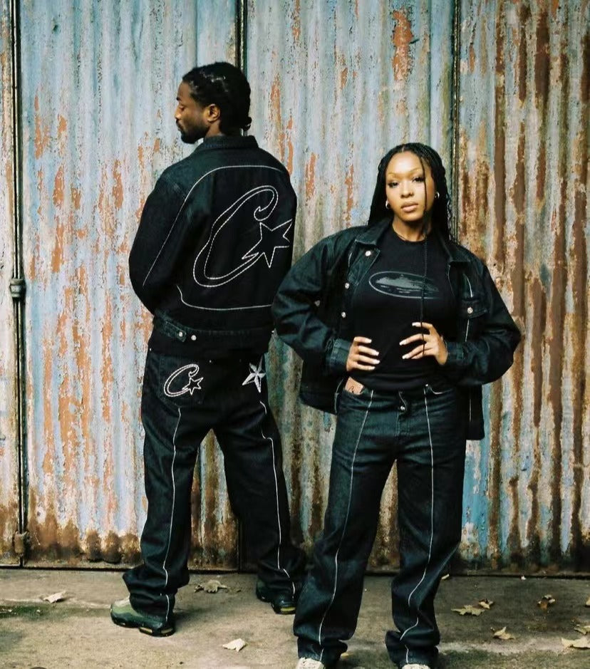 パンツ Corteiz C-Star Jeans - Triple Black Buy Corteiz C-Star Stitch-Down Jeans 'Triple Black' - 7892